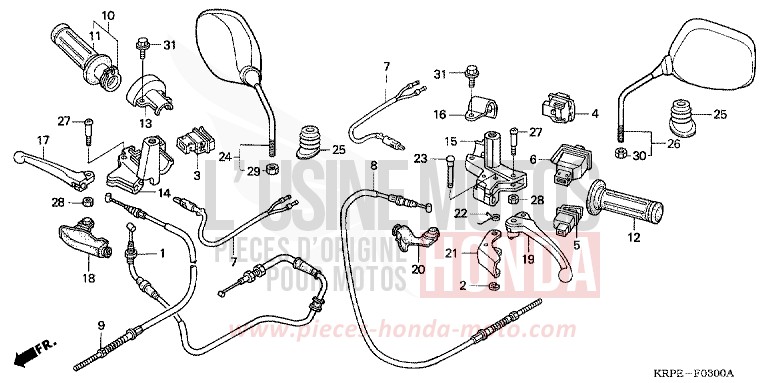 LEVIER DE GUIDON/COMMUTATEUR/CABLE de SCV 100 Lead RADIANT RED METALLIC (R218) de 2003